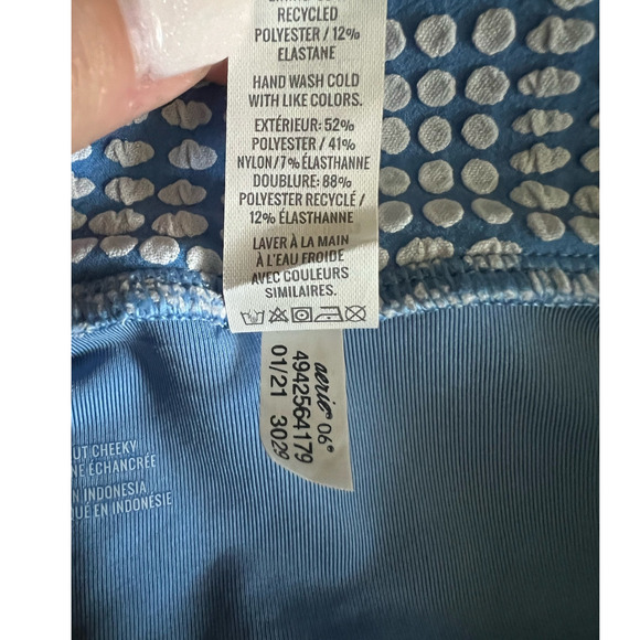 NWT Aerie Women's High Cut Cheeky Bikini Bottom Polka Dot Horizon Blue Size XXL - Picture 10 of 10